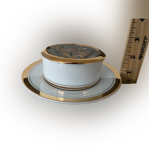 The Art of Chokin 24KT Gold-Edged Trinket Box/Plate Hummingbird Set 3 Pcs - Picture 7 of 7